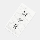 Serviette En Papier Impression en pierre de marbre blanc chic monogram (Coin)