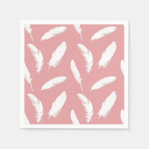 Serviette En Papier Impression en plumes blanches sur coque rose