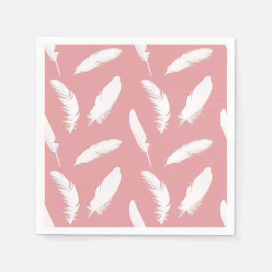 Serviette En Papier Impression en plumes blanches sur coque rose (Devant)