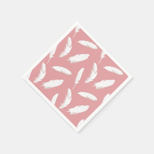 Serviette En Papier Impression en plumes blanches sur coque rose (Coin)