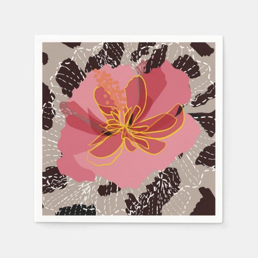Serviette En Papier Impression Florale Animale Léopard (Devant)