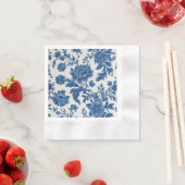 Serviette En Papier Impression florale d'inspiration victorienne bleue (En situation)