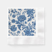 Serviette En Papier Impression florale d'inspiration victorienne bleue (Devant)