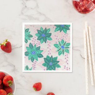Serviette En Papier Impression florale Festive Vert Mint