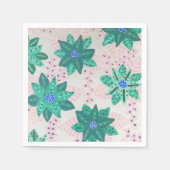Serviette En Papier Impression florale Festive Vert Mint (Devant)