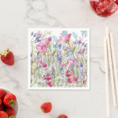 Serviette En Papier Impression florale illustrée à la main (En situation)