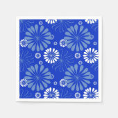 Serviette En Papier Impression florale moderne bleu électrique (Devant)