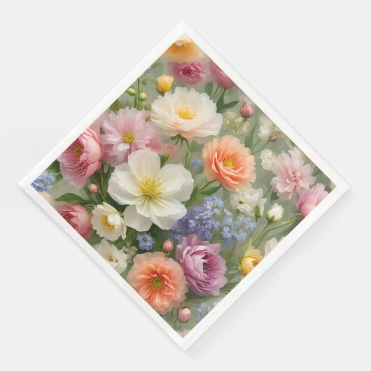 Serviette En Papier Impression florale Pastels doux (Coin)