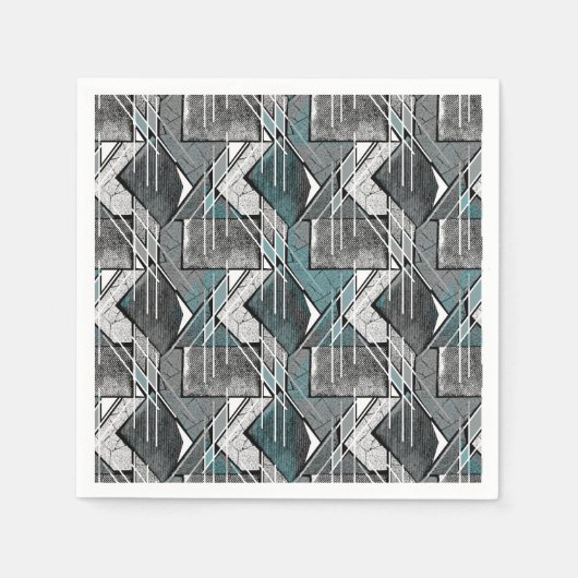 Serviette En Papier Impression géométrique gris clair. (Devant)