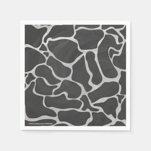 Serviette En Papier Impression Giraffe noir et gris clair (Devant)