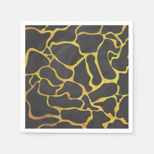 Serviette En Papier Impression Giraffe noir et jaune (Devant)