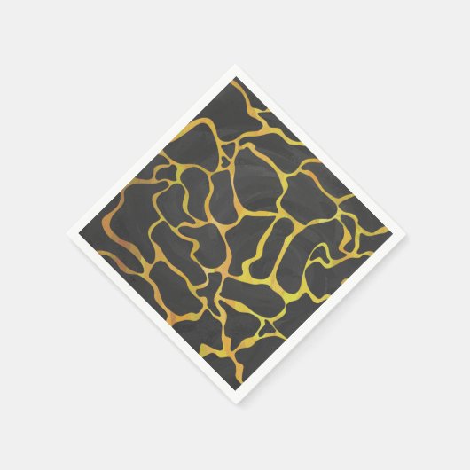 Serviette En Papier Impression Giraffe noir et jaune (Coin)