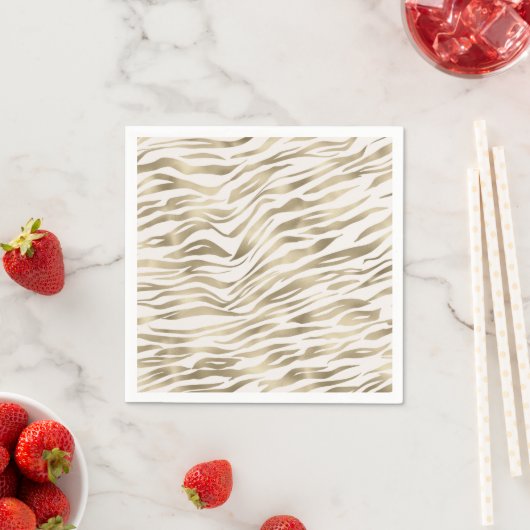 Serviette En Papier Impression Gold Zebra (En situation)