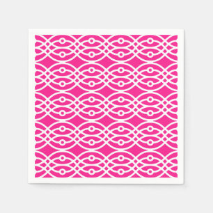 Serviette En Papier Impression kimono, rose fuchsia et blanc
