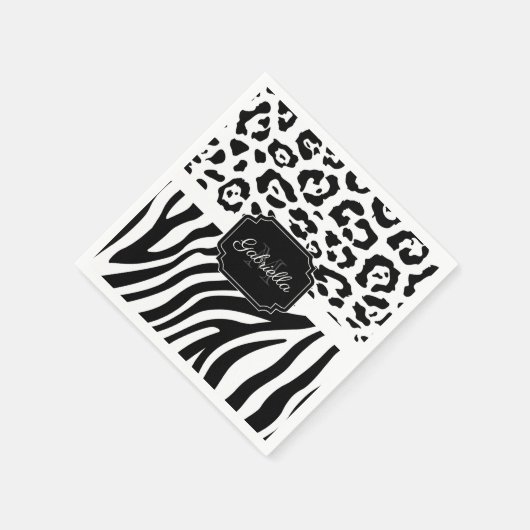 Serviette En Papier Impression Lepard / Impression Zebra (Coin)
