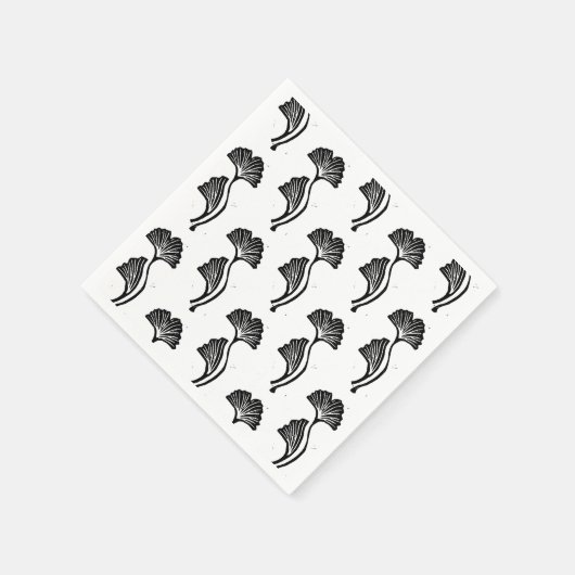 Serviette En Papier Impression Lino Feuille Gingko (Coin)