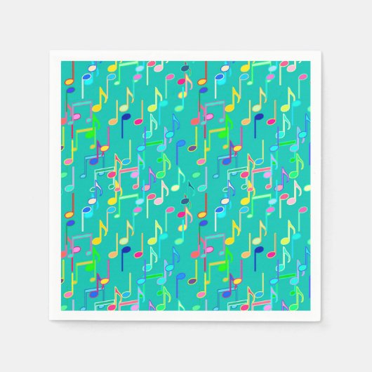 Serviette En Papier Impression musicale - turquoise, multi (Devant)