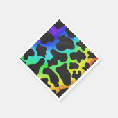 Serviette En Papier Impression noire et arc-en-ciel de vache (Coin)