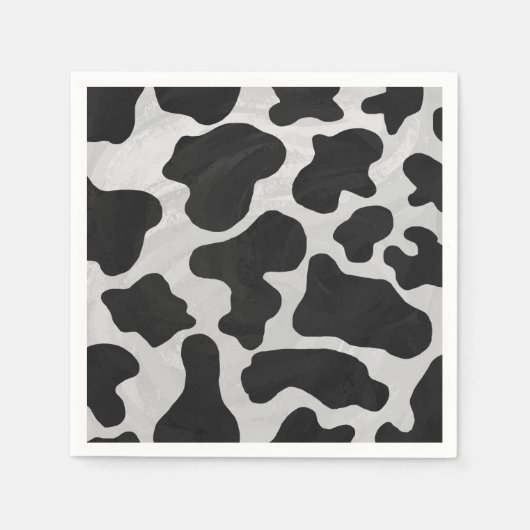 Serviette En Papier Impression noire et blanche de vache (Devant)