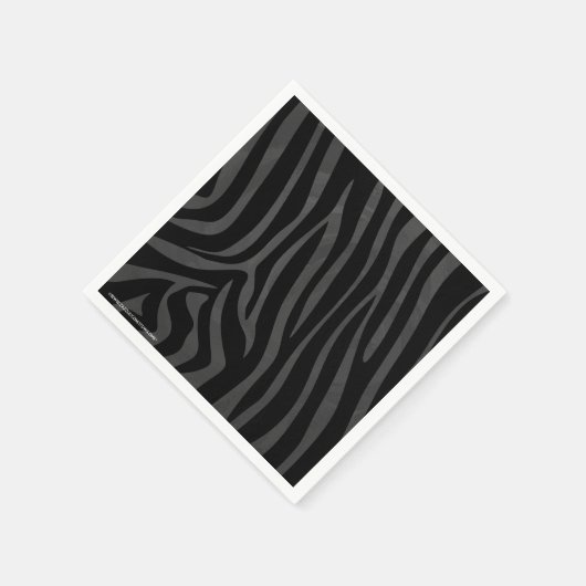 Serviette En Papier Impression noire et grise Zebra (Coin)