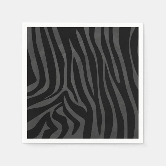 Serviette En Papier Impression noire et grise Zebra (Devant)