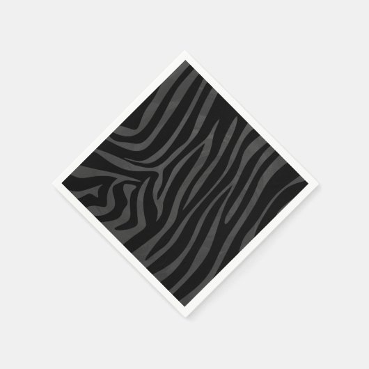 Serviette En Papier Impression noire et grise Zebra (Coin)