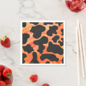 Serviette En Papier Impression noire et orange de vache (En situation)