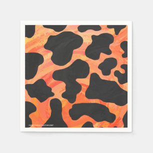 Serviette En Papier Impression noire et orange de vache