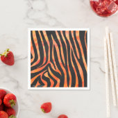 Serviette En Papier Impression noire et orange Zebra (En situation)