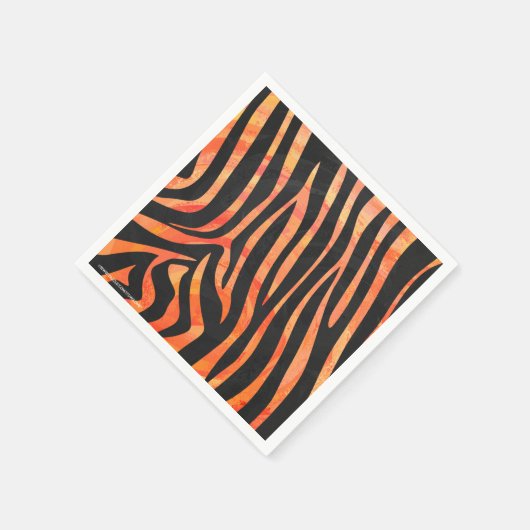 Serviette En Papier Impression noire et orange Zebra (Coin)