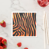 Serviette En Papier Impression noire et orange Zebra (En situation)