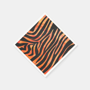 Serviette En Papier Impression noire et orange Zebra