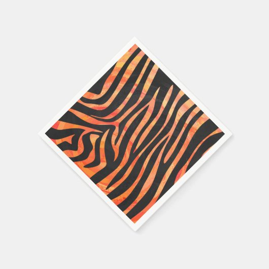 Serviette En Papier Impression noire et orange Zebra (Coin)