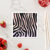 Serviette En Papier Impression noire et rose Zebra (En situation)
