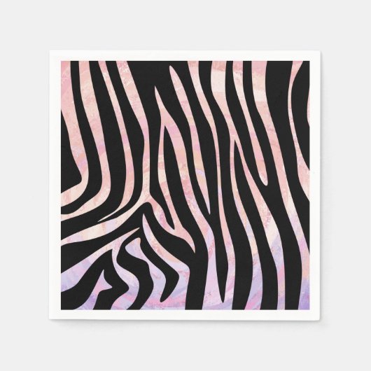 Serviette En Papier Impression noire et rose Zebra (Devant)