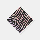 Serviette En Papier Impression noire et rose Zebra (Coin)