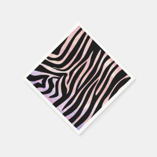 Serviette En Papier Impression noire et rose Zebra