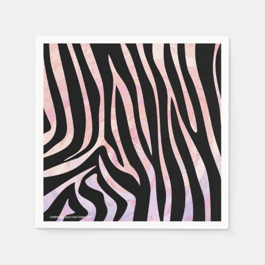 Serviette En Papier Impression noire et rose Zebra (Devant)