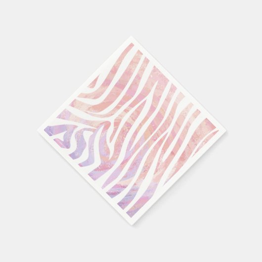 Serviette En Papier Impression rose et blanc Zebra (Coin)