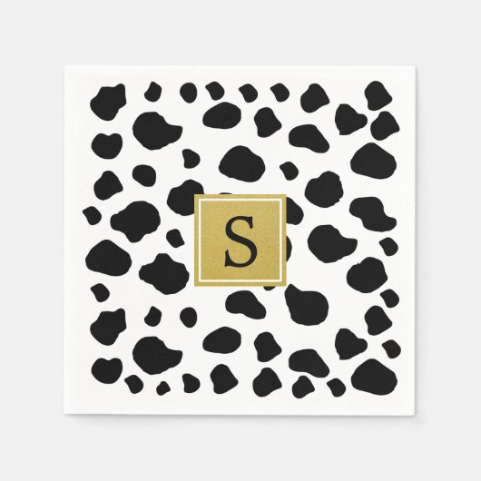 Serviette En Papier Impression Vache, Spots Vaches, Noir Et Blanc, Mon (Devant)