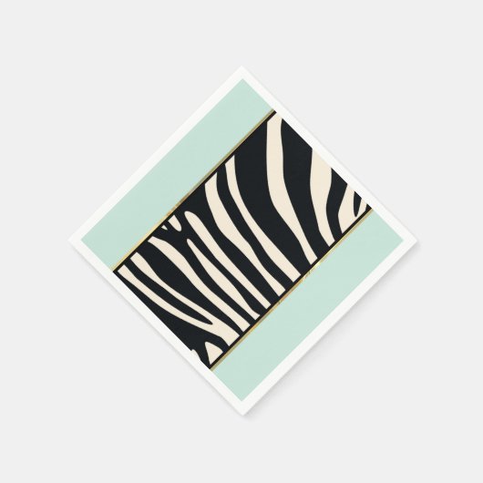 Serviette En Papier Impression verte à la menthe, crème et noir zèbre (Coin)