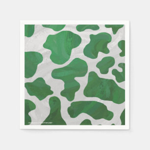 Serviette En Papier Impression verte et blanche de vache