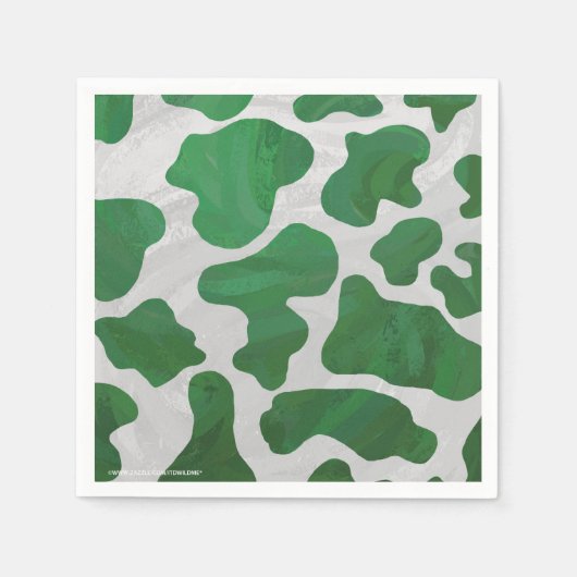 Serviette En Papier Impression verte et blanche de vache (Devant)