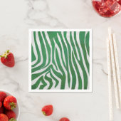Serviette En Papier Impression verte et blanche Zebra (En situation)
