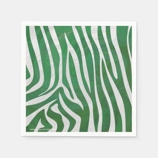 Serviette En Papier Impression verte et blanche Zebra (Devant)