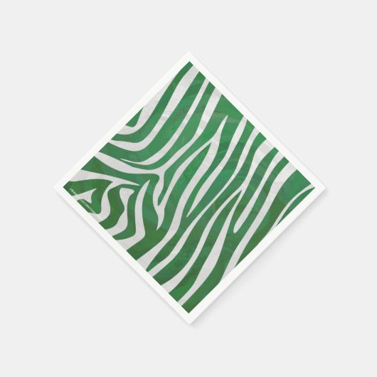 Serviette En Papier Impression verte et blanche Zebra (Coin)
