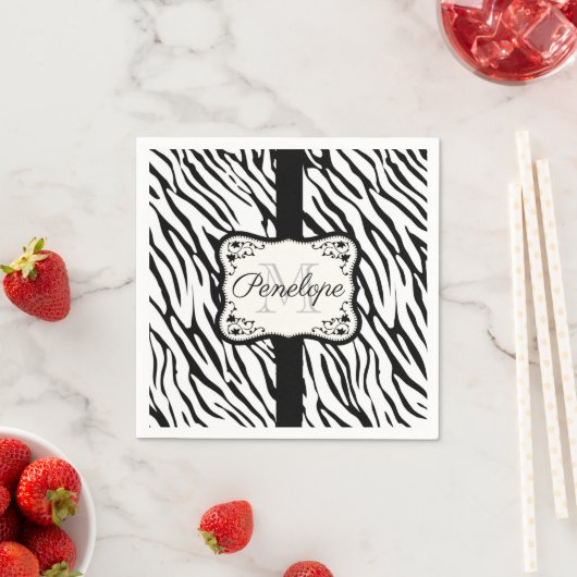 Serviette En Papier Impression Zebra (En situation)