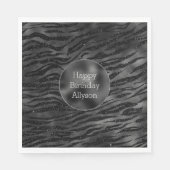 Serviette En Papier Impression Zebra Noir Argent (Devant)
