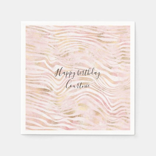 Serviette En Papier Impression Zebra Or Glam Rose (Devant)