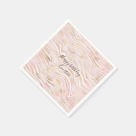 Serviette En Papier Impression Zebra Or Glam Rose (Coin)